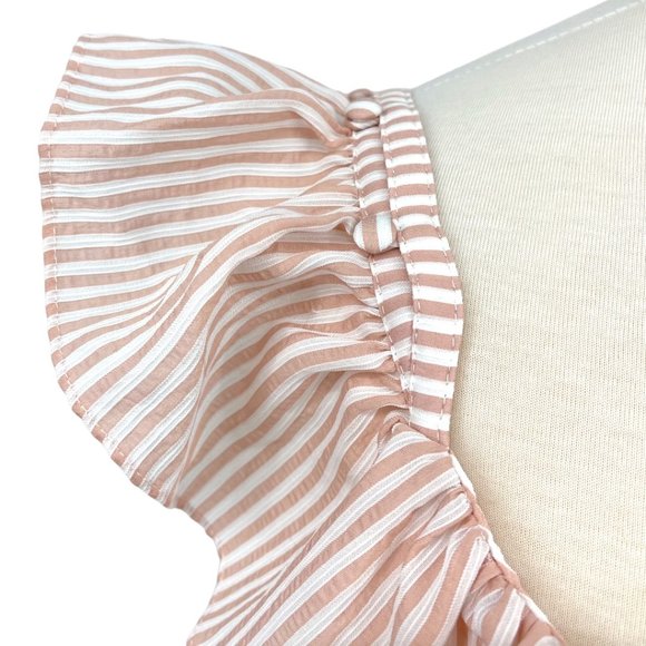 Club Monaco Asmund Striped Ruffle Top NWT Sz L - Picture 5 of 14